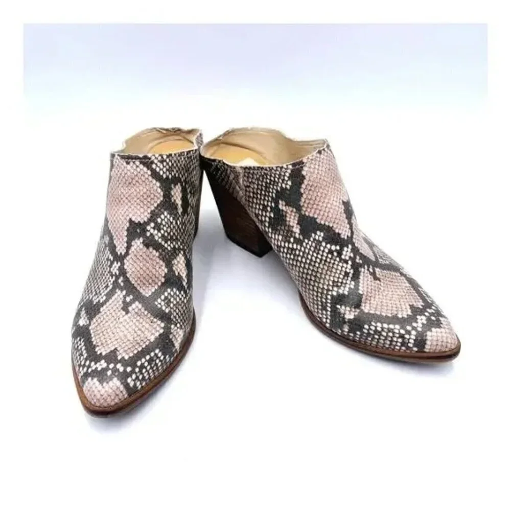 Dolce Vita Mules Size 8.5 Snake Skin Slip On Heel Booties $150